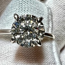 Anello di Fidanzamento 2,70 Ct Rotondo Creato in Laboratorio Diamante Oro Bianco Massiccio 14K Misura6