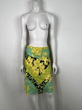 GONNA VINTAGE GIANNI VERSACE SS2000 VERDE STAMPA BAMBÙ SETA 40 S