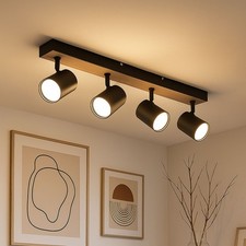 Plafoniera Luce Lampada Sala Pranzo Legno Faretto Spot Regolabile L 55,5 CM