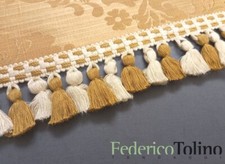 Frangia fioccata avorio/oro manifattura SAN LEUCIO per tappezzerie pr. al mt