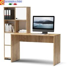 Scrivania Con Libreria Da Ufficio Per Pc Computer Studio 156x55x71 Bianco Rovere