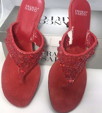 Sandalo donna rosso pelle