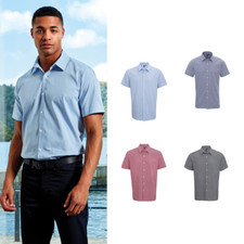 Premier Microcheck Gingham cotone camicia manica corta PR221 - Adulto indossare 