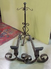 ANTICA COPPIA DI ALARI E PORTA ATTREZZI DA CAMINO