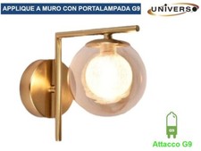 APPLIQUE MODERNO  A PARETE IN METALLO SFERA IN VETRO AMBRATO ATTACCO G9  MAX 60W