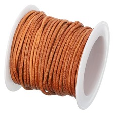 Corda rotonda in pelle, corda in pelle da 5,5 iarde (marrone cachi, 1,5 mm/0,06")