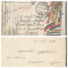 WW1 FRANCHIGIA POSTA MILITARE 38 8.11.18 UFFICIO POSTALE AUTONOMO DA PADOVA