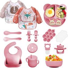 Set Pappa per Bambino, 14 Pezzi, Set Pappa Svezzamento per Bambini in Silicone, 