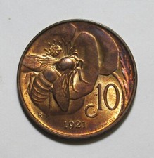 VITTORIO EMANUELE III 10 CENTESIMI APE 1921 RAME ROSSO FDC