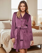 Vestaglia donna invernale Gisela in velluto con bottoni e cintura Art. 20188