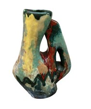 Angelo Minghetti Vaso In Ceramica Policroma.