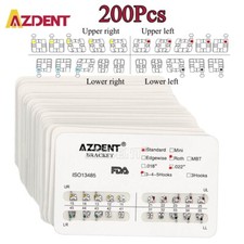 10 sacchetti staffe ortodontiche dentali AZDENT staffe in metallo standard Roth 022 ganci 345