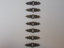 ANTICA SERIE DI 7 BOCCHETTE CHIAVE BRONZO X SETTIMANALE CASSETTIERA CREDENZA 