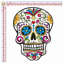 teschio fiori adesivo auto moto casco tuning sticker skull flowers pvc 1 pz.