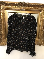 Blusa Maglia Zara Tg m nera A Fiori M Maniche Lunga Nuova