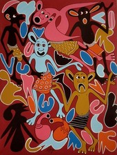 GEORGE LILANGA - ARTE AFRICANA - AFRICAN ART - DIPINTO - QUADRO - PAINTING