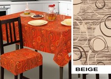 Tovaglia resinata antimacchia CERCHI bolle moderno beige 140, 180, 230, rotonda