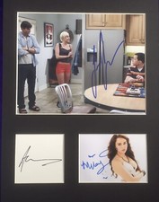 Jon Cryer Ashton Kutcher Myley Cyrus Two And A Half Men Signed Photo/card
