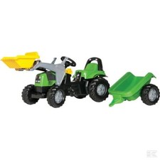 Rolly Toys Deutz-Fahr Agroplus 67 con caricatore frontale rimorchio trattore cavalcabile 