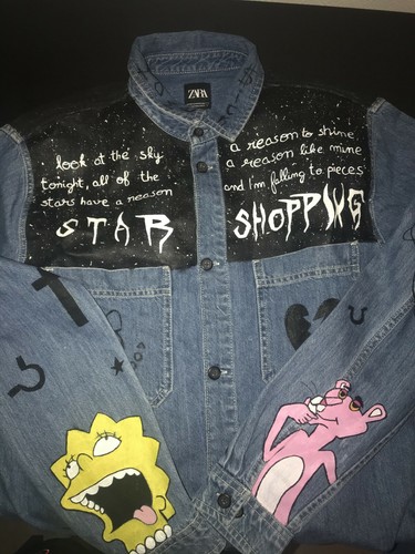 Lil peep custom denim jacket - custom,