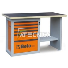 Banco da lavoro 1,5 mt e cassettiera Beta C59C Orange in acciaio piano in legno