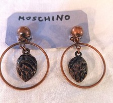 Moschino anni 80 orecchini con clips vintage pendente mandorla 