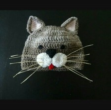 Cappello Gattino Neonato Neonata Uncinetto Fatto A Mano Regalo Nascita Bimbo