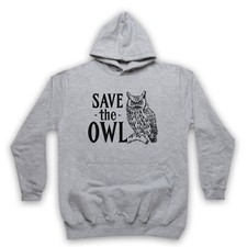 Felpa con cappuccio SAVE THE OWL ANIMAL RIGHTS PROTEST SLOGAN CUTE BIRD UNISEX ADULTI