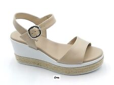 Nero Giardini sandali donna zeppa plateau E410650D scarpe comode in pelle Lino