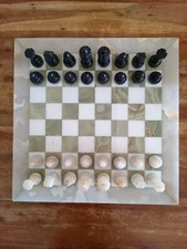 Scacchiera Alabastro 50 X 50 - Verde Chiaro E Bianca - Realizzato a Mano In ITA