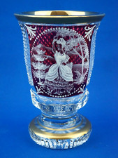 VAL SAINT LAMBERT Vaso calice cristallo molato dama pasta vetro Liberty 1800 XIX