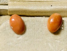 Orecchini A Bottone In Corallo Rosa E Argento 800 Anni 50