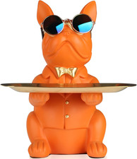 Statua Del Vassoio Del Bulldog Francese - Con Vassoio in Acciaio Inossidabile, V