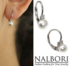 orecchini tutto vero argento 925 monachella perla chiara e punto luce brillante