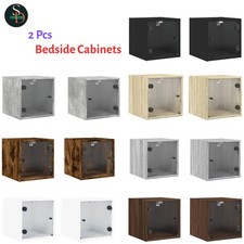 2x Comodini con Ante in Vetro