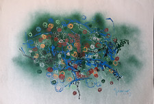 dipinto Guglielmo Lusignoli detto Mino ( Parma 1920-2003) Astratto acrilico 1970