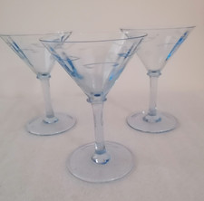 bicchieri calici da cocktail vetro azzurro pz 3 vintage - (364)