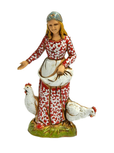 Pastore donna con galline - con,