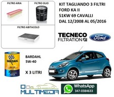 KIT TAGLIANDO FILTRI E OLIO BARDAHL 5W40 FORD KA II 1.2 BENZINA 51KW 69 CAVALLI