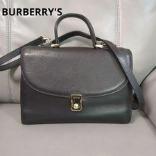 Borsa a mano Burberry Nova Check a 2 vie in pelle nera autentica