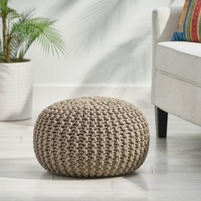 Pouf tondo in cotone lavorato
