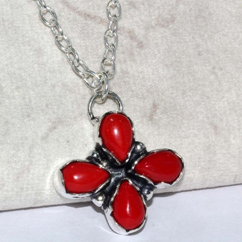 Collana corallo rosso - , placcato