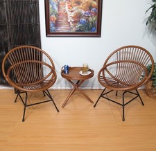 Rattan Chairs and Table Set of