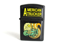 Accendino Vintage Stile Zippo "AMERICAN TRUCKER" Aquila e Camion a benzina TIR