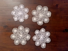 Lotto di 4 centrini vintage realizzati a mano - bianco - diametro 15 centimetri