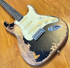 Black ST Relic Vintage Chitarra Elettrica Bianco Basswood Corpo Acero Neck