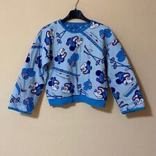Disney Maglia Manica Lunga Pigiama Double Face Blu Topolino Neve Sport Sci 90s