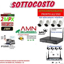KIT WIRELESS VIDEOSORVEGLIANZA AHD 2MP DVR NVR FULL HD 4 TELECAMERE IP CLOUD 