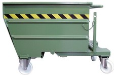 Contenitore cassone ribaltabile benna muletto transpallet trucioli con ruote