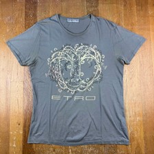 T-shirt Etro Milano grigia con stampa taglia XL Made in Italy